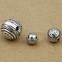 3 Holes Guru Beads, Thailand Sterling Silver, Round, Buddhist jewelry & different size for choice, Sold By Lot