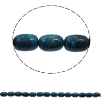 Farvet Marble Bead, Kolonne, blå, 10x15mm, Hole:Ca. 1mm, Ca. 28pc'er/Strand, Solgt Per Ca. 15.7 inch Strand