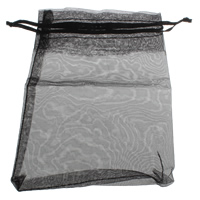 Ювелирный мешок, Органза, Прямоугольная форма, прозрачный & разный размер для выбора, черный, 500ПК/сумка, продается сумка