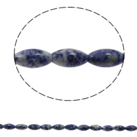 Blauer Tupfen Stein Perlen, blauer Punkt, oval, natürlich, 10x20mm, Bohrung:ca. 1mm, 20PCs/Strang, verkauft per ca. 15.7 ZollInch Strang