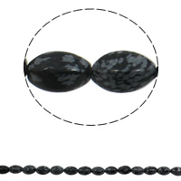 Schneeflocke Obsidian, oval, natürlich, 10x15mm, Bohrung:ca. 1mm, 28PCs/Strang, verkauft per ca. 15.7 ZollInch Strang