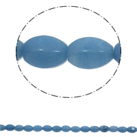 Farvet Marble Bead, Oval, blå, 10x15mm, Hole:Ca. 1mm, 28pc'er/Strand, Solgt Per Ca. 15.7 inch Strand