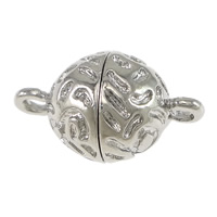 Tibetan Style Magnetic Clasp, Round, platinum color plated, 1/1 loop, nickel, lead & cadmium free, 20.50x12mm, Hole:Approx 2mm, 100PCs/Lot, Sold By Lot