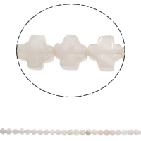Natürliche Rosenquarz Perlen, Kreuz, 8x4mm, Bohrung:ca. 1mm, ca. 50PCs/Strang, verkauft per ca. 16 ZollInch Strang