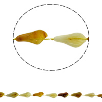 Perline Agata in giallo naturale, agata gialla, Foglia, 16x28x8mm, Foro:Appross. 1mm, Appross. 12PC/filo, Venduto per Appross. 16.5 pollice filo