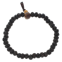 Mala armbanden, Providence Bodhi, met nylon elastiek, boeddhistische sieraden, zwart, 7mm, Lengte Ca 7.5 inch, 10strengen/Bag, 42pC's/Strand, Verkocht door Bag