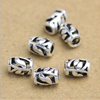 Thailand Sterling Silver Pärlor, Kolonn, ihålig, 6x4mm, Hål:Ca 1-3mm, 45PC/Lot, Säljs av Lot