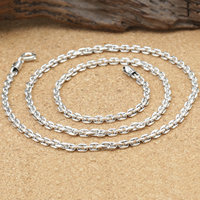 Thailand Sterling Silver Chain Necklace & oval chain 3mm Sold By Strand