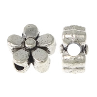 Sinkkiseos kukka helmiä, antiikki hopea päällystetty, nikkeli, lyijy ja kadmium vapaa, 5.50x5.50x3mm, Reikä:N. 1mm, 2000PC/erä, Myymät erä