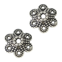 Zinc Alloy Bead Cap Flower antique silver color plated hollow nickel lead & cadmium free Approx 1.5mm Sold By Lot