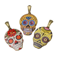 Tibetan Style Animal Pendants, Skull, plated, different size for choice & different designs for choice & enamel, nickel, lead & cadmium free, 2Bags/Lot, 5PCs/Bag, Sold By Lot