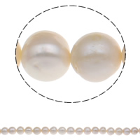Bulvių išauginti gėlavandenių perlų karoliukai, Gėlo vandens perlų, Bulvė, natūralus, baltas, 12-15mm, Skylė:Apytiksliai 0.8mm, Parduota už Apytiksliai 15.7 Inch Strand