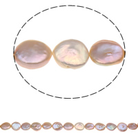 Coin Tenyésztett édesvízi gyöngy Gyöngyök, Édesvízi gyöngy, Érme, természetes, rózsaszín, 16-18mm, Lyuk:Kb 0.8mm, Naponta eladott Kb 15.7 inch Strand