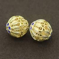 Sterling Silber Cloisonne Perlen, rund, vergoldet, verschiedene Größen vorhanden & hohl, verkauft von Menge