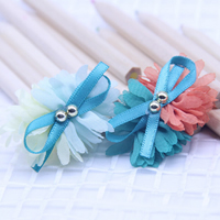 Fashion Decoration Flowers Chiffon with Satin Ribbon & Plastic for children mixed colors 45mm Sold By Lot