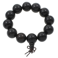 Wrist Mala Black Sandalwood with nylon elastic cord Round Buddhist jewelry black Length Approx 7.5 Inch Sold By Bag