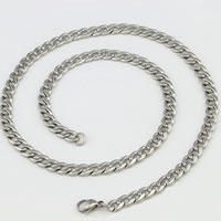 Stainless Steel Chain halskæde, forskellig størrelse for valg & twist oval kæde, oprindelige farve, Længde Ca. 19.6 inch, Solgt af Lot