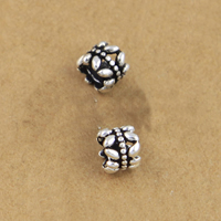 Thailand Sterling Silver stort hål pärla, Kolonn, ihålig, 5x5mm, Hål:Ca 3.5mm, 40PC/Lot, Säljs av Lot