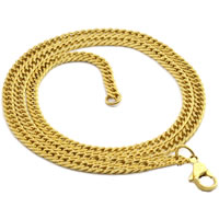 Stainless Steel Chain Necklace gold color plated & curb chain Length Approx 19.6 Inch Sold By Lot