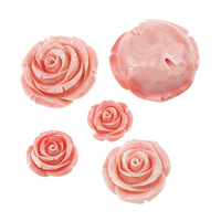 Perles en bénitiers, géant cannelé, fleur, gravé, normes différentes pour le choix, rose, Vendu par lot