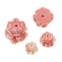 Fluted Giant Beads Lotus Seedpod Carved pink Sold By Lot