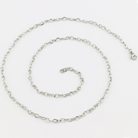 Stainless Steel Chain Necklace & oval chain original color Length Approx 19.6 Inch Sold By Lot
