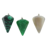 Gemstone Hängen Smycken, Ädelsten, med mässing bail, Cone, naturlig, olika material för val, 15x26mm, Hål:Ca 2x5mm, 50PC/Bag, Säljs av Bag