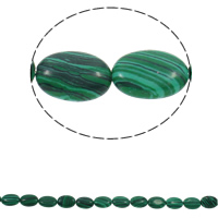 Malakit Bead, Flad Oval, syntetisk, 13x18x5mm, Hole:Ca. 1.5mm, Ca. 22pc'er/Strand, Solgt Per Ca. 15.3 inch Strand