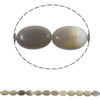 Perline naturali in agata grigio, Ovale piatto, naturale, 13x18x5mm, Foro:Appross. 1.5mm, Appross. 22PC/filo, Venduto per Appross. 15.3 pollice filo