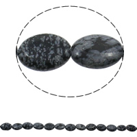 Snowflake obsidian perler, Flad Oval, naturlig, 13x18x5mm, Hole:Ca. 1.5mm, Ca. 23pc'er/Strand, Solgt Per Ca. 15.7 inch Strand