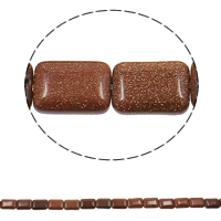 Goldstone Bead, Rektangel, naturlig, 13x18x6mm, Hål:Ca 1.5mm, Ca 22PC/Strand, Såld Per Ca 15.7 inch Strand