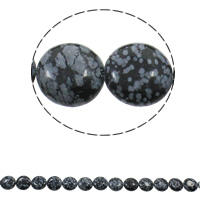 Sneeuwvlok Obsidiaan Beads, Rond plat, natuurlijk, 16x6mm, Gat:Ca 1.5mm, Ca 25pC's/Strand, Per verkocht Ca 15.7 inch Strand