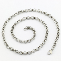 Stainless Steel Chain halskæde, forskellig størrelse for valg & Rolo kæde, oprindelige farve, Længde Ca. 19.6 inch, Solgt af Lot