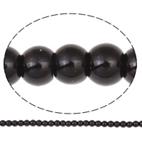 Glas perle perler, Glass Pearl, Runde, sort, 6mm, Hole:Ca. 1mm, Længde Ca. 31.4 inch, 10Strands/Bag, Ca. 156pc'er/Strand, Solgt af Bag