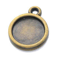 Zinc Alloy Pendant Cabochon Setting Flat Round antique bronze color plated nickel lead & cadmium free Approx 2mm Inner Approx 10mm Sold By Lot