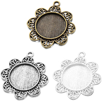 Zinc Alloy Pendant Cabochon Setting Flower plated nickel lead & cadmium free Approx 3.5mm Inner Approx 25mm Sold By Bag