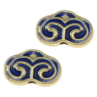 Imitation Cloisonne Zinc Alloy Beads gold color plated double-sided enamel blue nickel lead & cadmium free Approx 1.5mm Sold By Lot