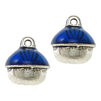 Zinc Alloy Bell Charm silver color plated imitation cloisonne & enamel & blacken blue nickel lead & cadmium free Approx 1mm Sold By Lot