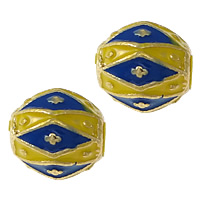 Imitation Cloisonne Zinc Alloy Beads Oval gold color plated enamel & two tone nickel lead & cadmium free Approx 3mm Sold By Lot