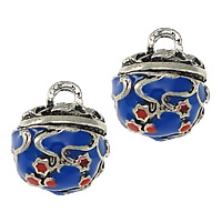 Zinc Alloy Bell Charm silver color plated imitation cloisonne & enamel & two tone & blacken nickel lead & cadmium free Approx 3mm Sold By Lot