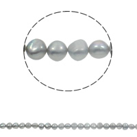 Barock odlad sötvattenspärla pärlor, Freshwater Pearl, grå, Grade AAA, 7-8mm, Hål:Ca 0.8mm, Såld Per Ca 15.7 inch Strand