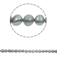 Barock odlad sötvattenspärla pärlor, Freshwater Pearl, grå, Grade AAA, 9-10mm, Hål:Ca 0.8mm, Såld Per Ca 15.7 inch Strand