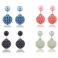 Double Faced Stud Earring Resin iron post pin platinum color plated detachable nickel lead & cadmium free Sold By Pair