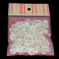 ABS-Kunststoff-Perlen Perlkappen, mit OPP, Blume, weiß, 16x4mm, Bohrung:ca. 1mm, 100PCs/Tasche, verkauft von Tasche