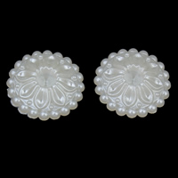 Plastique ABS perle réglage de cabochon, fleur, dos plat, blanc, 20x4mm, Diamètre intérieur:Environ 4mm, Environ 1660PC/sac, Vendu par sac