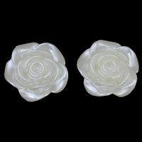 Tworzywa ABS perła Oprawa kaboszona, Kwiat, z płaskim tyłem, biały, 20x7mm, średnica wewnętrzna:około 2mm, około 710komputery/torba, sprzedane przez torba