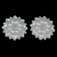ABS-Kunststoff-Perlen Cabochon, Blume, flache Rückseite, weiß, 22x4mm, ca. 1000PCs/Tasche, verkauft von Tasche