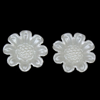 ABS-Kunststoff-Perlen Cabochon, Blume, flache Rückseite, weiß, 21x5mm, ca. 1660PCs/Tasche, verkauft von Tasche