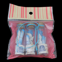 Glass Wish Bottle with Waxed Cotton Cord & wood stopper & Trumpet Shell & OPP Bag with wishing paper roll and lucky sand inside & transparent Sold By Bag