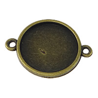 Nastavení zinek konektor, Flat Round, starožitné bronzové barvy á, 1/1 smyčka, nikl, olovo a kadmium zdarma, 28x21x2mm, Otvor:Cca 2mm, Vnitřní průměr:Cca 18mm, 200PC/Lot, Prodáno By Lot
